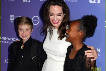 Angelina Jolie & Daughters Shiloh Jolie Pitt & Zahara Jolie Pitt at Breadwinner Red Carpet