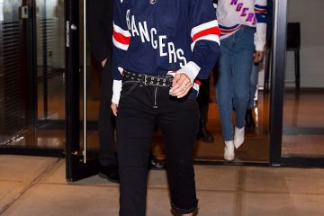 Gigi and Bella Hadid sport matching NY Rangers jerseys on their way to hockey game at Madison Square Garden