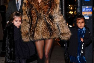 Girls’ night out! Kourtney Kardashian and daughter Penelope don fur coats as they head to dinner in New York with North West