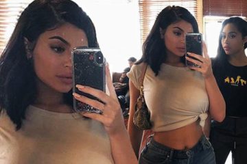 Kylie Jenner shows off enviably trim post baby midriff in mirror selfie with BFF Jordyn Woods