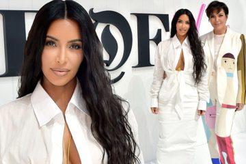 Kim Kardashian is white hot in VERY revealing blouse as she attends Fashion Summit with Kris Jenner