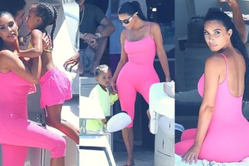 Kim Kardashian on a Luxury Yacht with Kids during vacation in Miami